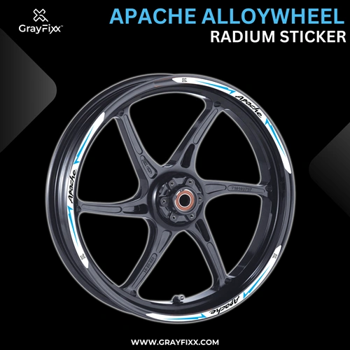 Alloy wheel Radium Sticker For Apache | Made In Premium Radium With FPF(Fade Protection Film), Water Proof, Precut Sticker, Pack Of 12